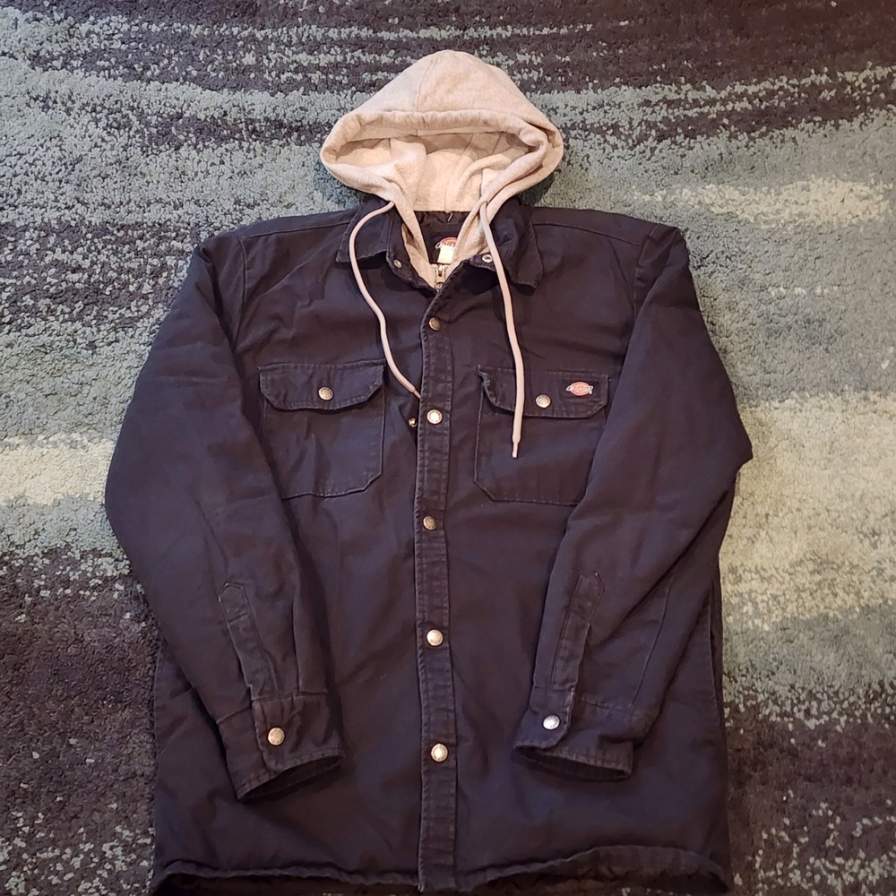 Dickies Jacket Relaxed Fit Hooded Duck Quilted Lined Workwear Men's Small